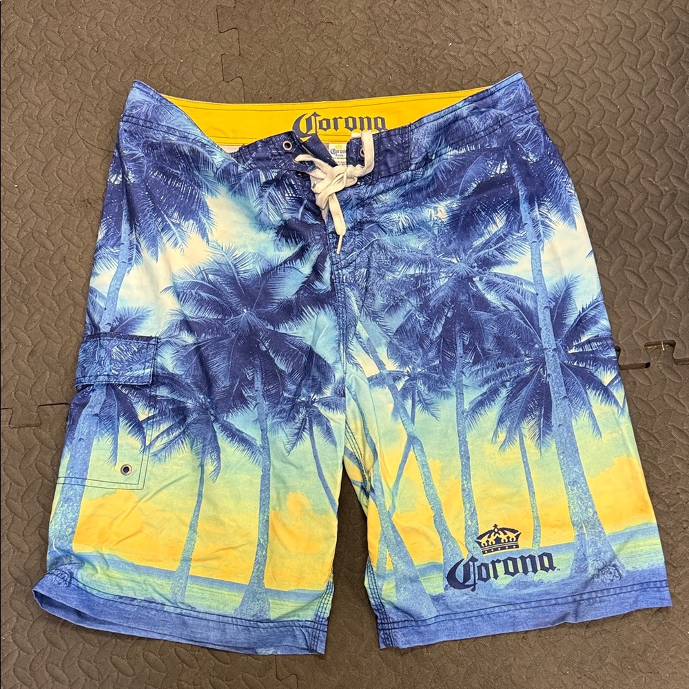 Corona Tropical Blue and Yellow Board Shorts